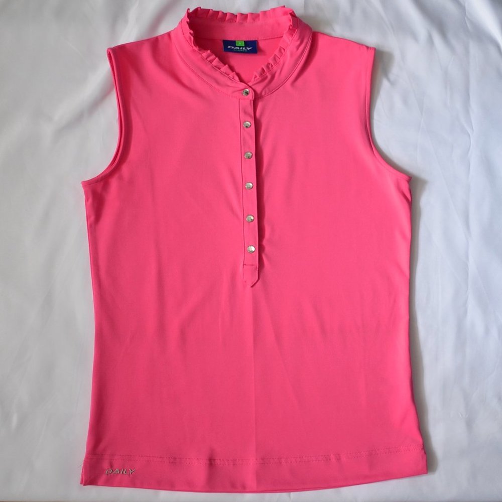 Hot Pink Rhinestone Button Athletic Top